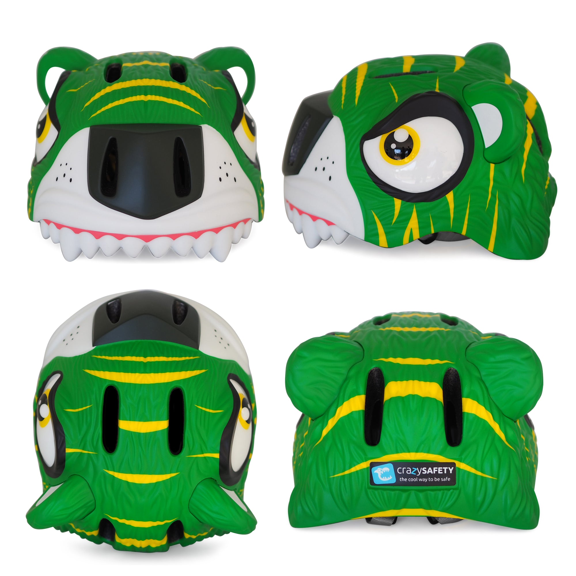 fahrradhelm tier Crazy Safety Fahrradhelm Tiger grün – bilga